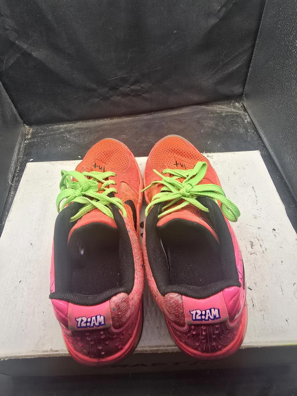 Nike Men’s Athletic Shoes in Bright Orange with Neon Green Laces